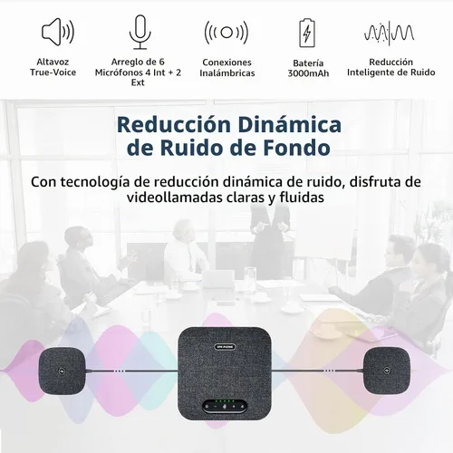 Vista 2 de Altavoz y micrófono de conferencia, altavoz inalámbrico con 2 micrófonos