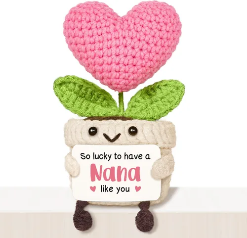 Vista 24 de Regalos de cumpleaños número 16 para niñas, flor de corazón rosa de ganchillo hecha a mano, regalos de dulces 16 para niñas, decoraciones