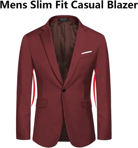 Vista 4 de COOFANDY Chaquetas deportivas ligeras de corte ajustado para hombre, chaquetas de traje de un botón