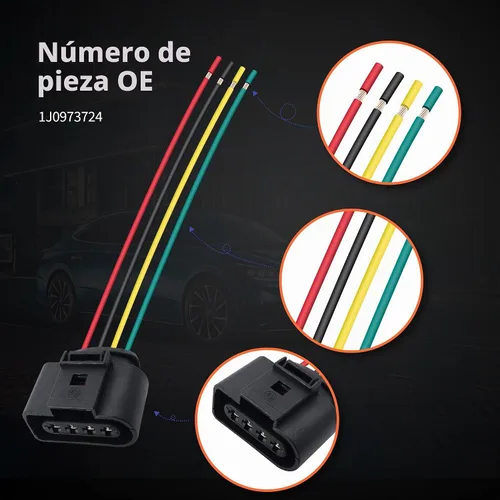Vista 4 de HiSport 4 piezas de bobina de encendido hembra conector conector arnés coleta - 1J0973724 compatible con Audi VW Jetta Passat