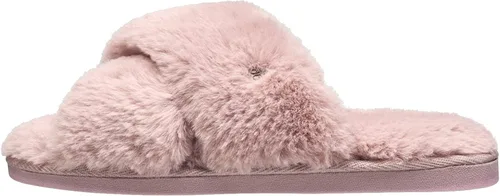 Vista 2 de NINE WEST Pantuflas cruzadas de piel sintética para mujer con puntera abierta