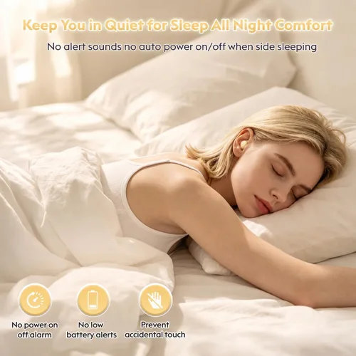 Vista 3 de Mini auriculares invisibles para dormir Bluetooth 6.0 para dormir de lado y Dorado