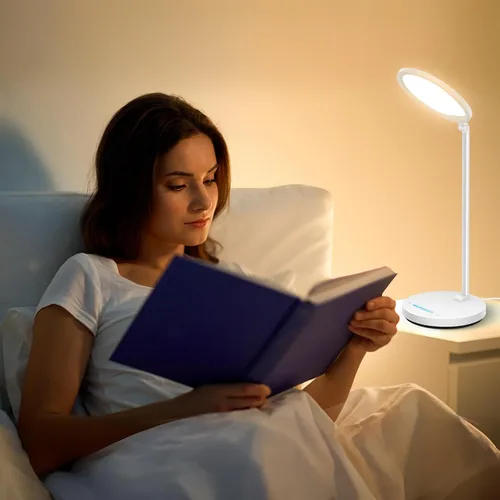 Vista 8 de Lámpara de escritorio LED con brazo oscilante y cuello flexible, lámpara de mesa 3CCT para el hogar, oficina, dormitorio universitario, lámpara alta