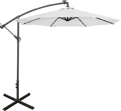 Vista 14 de WO Home Furniture Patio LED Umbrella 10ft Cantilever, Stand, Base Kits Verde oscuro