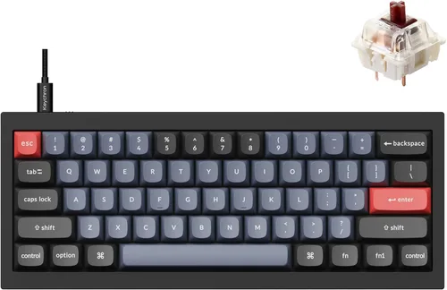 Vista 9 de Keychron Q4 Teclado mecánico personalizado con cable, 60% de diseño QMK/VIA macro programable con interruptor azul Gateron G Pro intercambiable
