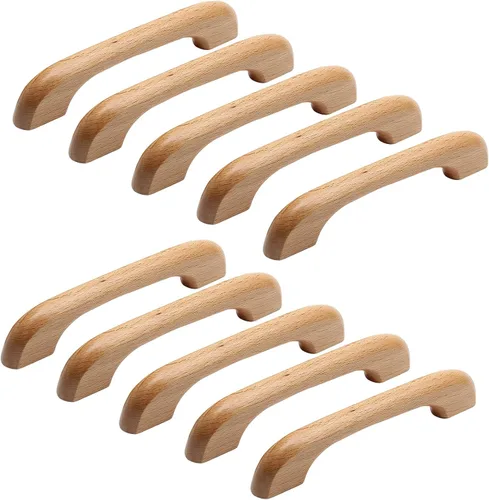 Vista 7 de Uenhoy 10 tiradores de madera natural para armarios y cajones de cocina, 5 pulgadas de largo, 3-3/4 pulgadas de espacio entre agujeros