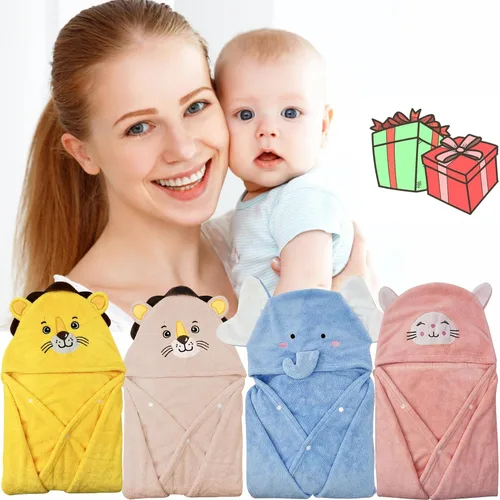 Vista 7 de ROMASA Toalla de Baño para Bebé con Capucha Ultra Suave y Absorbente Albornoz para Niños Pequeños Manta para Recién Nacidos Regalos de Baby Shower