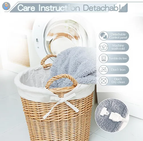 Vista 5 de Manta térmica de sherpa de doble cara, manta eléctrica de calefacción suave para cama, sistema de seguridad automático, 6 niveles de calefacción y 4