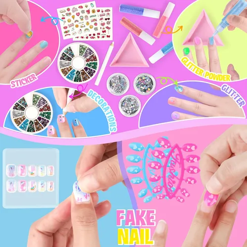 Vista 5 de Juego de Esmalte de Uñas para Niñas, Kit de Arte de Uñas con Secador de Uñas y Estuche de Almacenamiento, Esmalte de Uñas No Tóxico de Secado Rápido