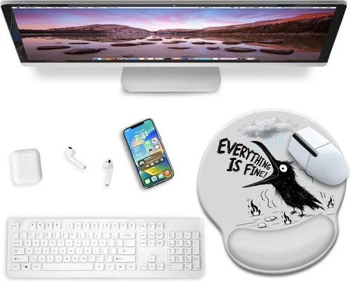 Vista 2 de Blusabaca - Alfombrilla para mouse con reposamuñecas, ergonómica, soporte para muñeca 0 Cuervo