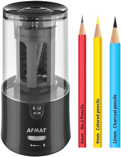Vista 6 de AFMAT Sacapuntas para lápices de colores + sacapuntas manos libres totalmente automático para niños (PS92+PSA8)