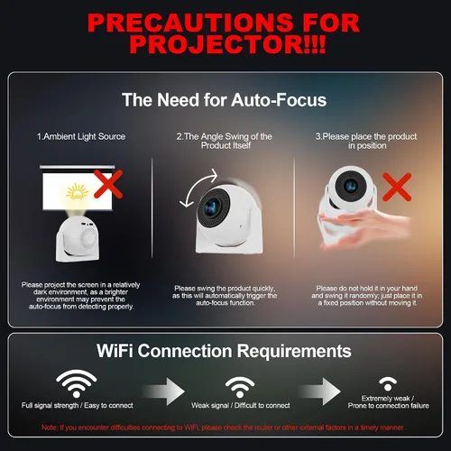 Vista 7 de Mini proyector portátil con Bluetooth, proyector compatible con 1080P 4K, proyector de video de corrección Keystone de enfoque automático, proyector