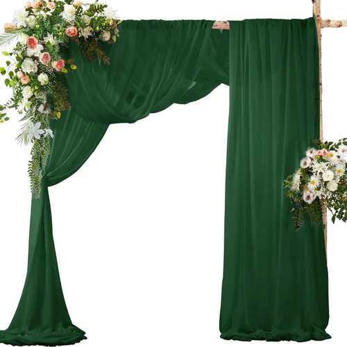 Vista 12 de SiinvdaBZX 2 Paneles Tela Drapeada de Arco de Boda 30" x 240" de Poliéster de Gasa Negra para Múltiples Ocasiones