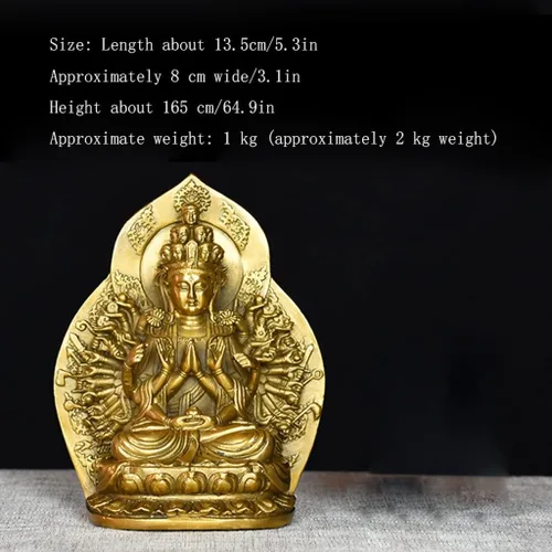 Vista 5 de Estatua de Buda, estatuas de Buda, diosa, meditación de Buda zen, bodhisattva de mil manos, Guan Yin, Buda sentado de 6.4 pulgadas (color: amarillo)