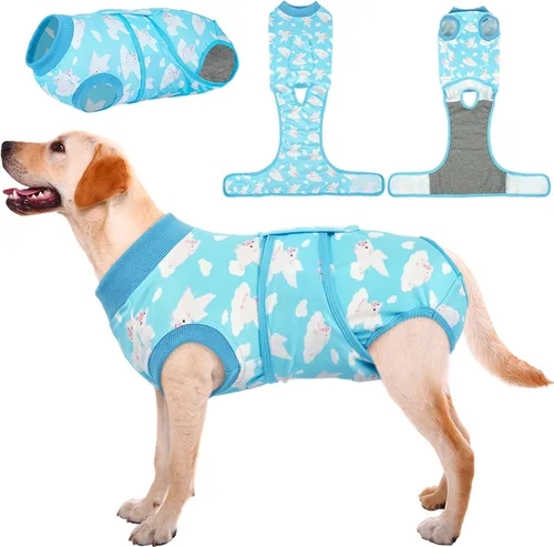 Vista 32 de Kuoser - Traje de recuperación posterior a la cirugía para perros y gatos, camisa profesional y vendaje de heridas abdominales, reemplaza collar