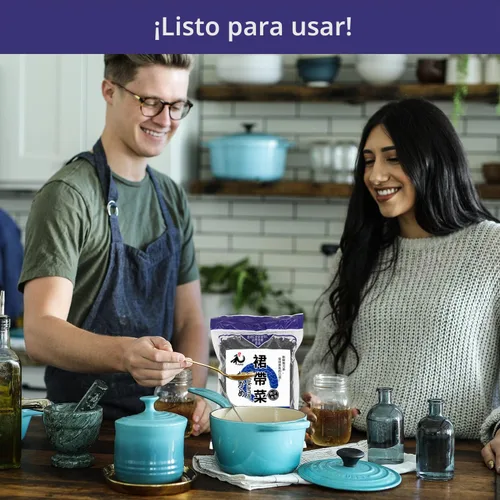 Vista 6 de YUHO Wakame - Algas marinas de 8 onzas secas Wakame veganas sin OMG para sopa de miso, 8.01 oz