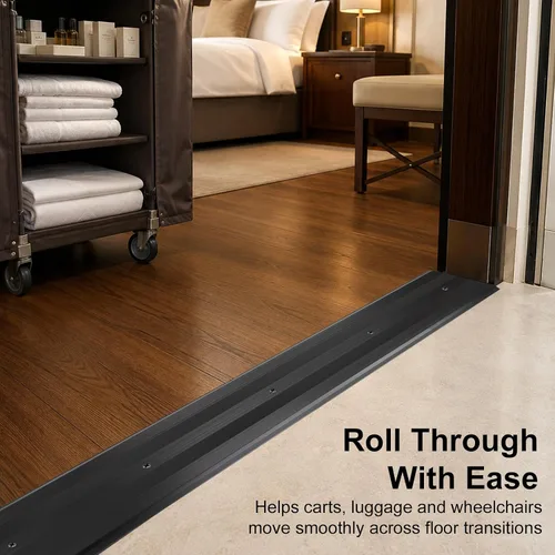 Vista 4 de Aluminum Threshold Strip, 5″Wide Floor Transition Strip for Doorways Negro