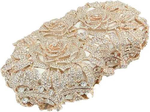 Vista 4 de Boutique De FGG Bolsas de noche de cristal de flores deslumbrantes para mujer formal boda fiesta cóctel bolso de mano