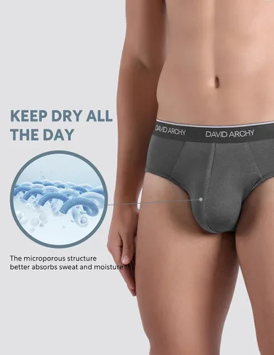 Vista 2 de DAVID ARCHY Calzoncillos de rayón para hombre hechos de bambú bolsa de ropa interior transpirable súper suave cómodo paquete de 4 o 7