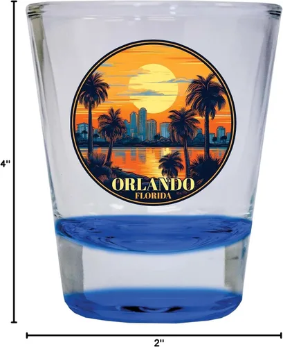 Vista 3 de Orlando Florida B Souvenir - Vaso de chupito redondo de 1.5 onzas, color azul, paquete de 2