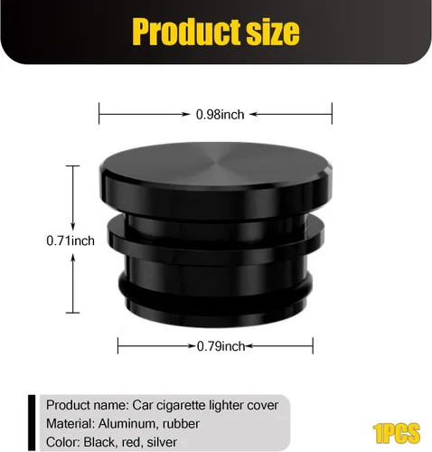Vista 2 de Pack-1 Cubierta para encendedor de cigarrillos de automóvil, tapa a prueba de polvo, cubierta universal para encendedor de cigarrillos, para Negro