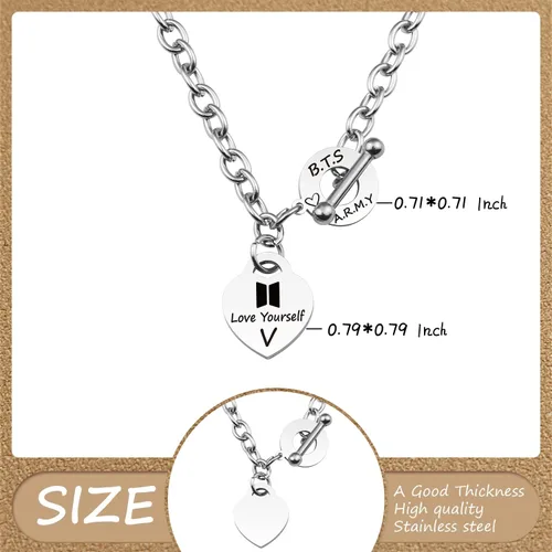 Vista 5 de ARETIS - Collar de regalo para niños Kpop Bangtan Be the Best J-HOPE JIMIN JIN JK RM SUGA V Collar Bangtan Boys Lover Jewelry Regalo para niños fans