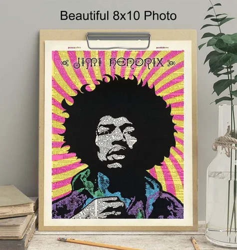 Vista 3 de Jimi Hendrix - Impresión de diccionario psicodélico para pared, foto original de 8 x 10 pulgadas, decoración del hogar, regalo para música