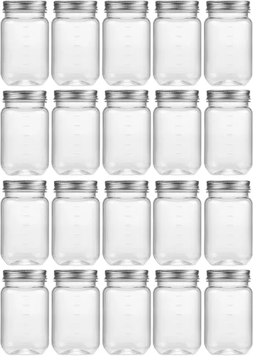 Vista 20 de Novelinks - Recipientes de plástico transparente (16 onzas) 5 Pack, Black, Plastic Containers with Lids, Decorative Jars, Storage Jars, Candy