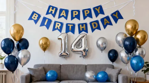 Vista 8 de Decoración de fiesta de cumpleaños número 11 para niños, pancarta de feliz cumpleaños, globos azules del número 11, globos metálicos plateados