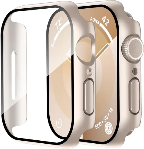 Vista 12 de Smiling Paquete de 2 fundas compatibles con Apple Watch Serie 3/Serie 2 de 1.49 pulgadas, protector de pantalla vidrio templado, carcasa rígida