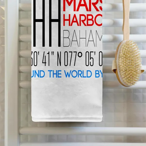 Vista 2 de 3dRose Marsh Harbour, Abaco, Bahamas, Around the World by air Travel Gift 22x30 Bath Hand Pool Towel