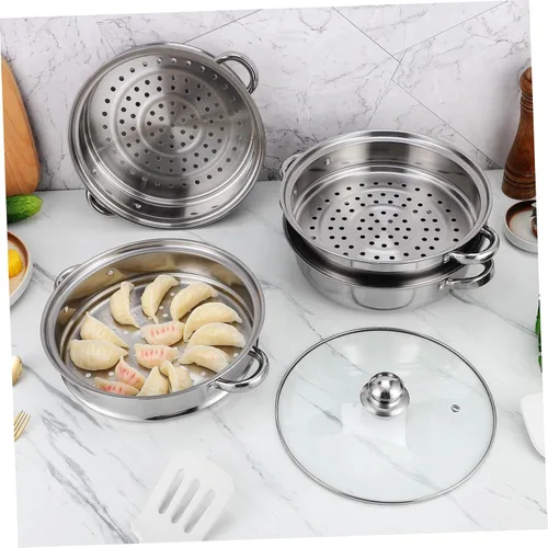Vista 4 de Tofficu Multifuncional 4-capa Pot Vapor Hervir Olla Asiática para Stock Home Kitchen Accesorio