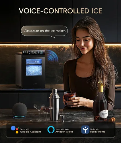 Vista 7 de ecozy Nugget - Máquina de hielo para encimera, primer panel inteligente a todo color de 44 libras/24 horas con control de aplicación, aislamiento