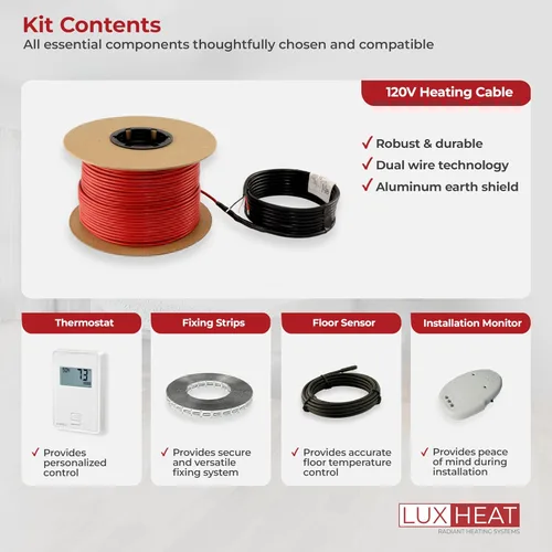Vista 7 de LuxHeat Kit de cable de calefacción de suelo de 10 pies cuadrados - Sistema de calefacción por suelo radiante de 120 V - Sistema de suelo