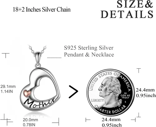 Vista 4 de POPLYKE Collar de plata de ley para padre, hija, madre, hija, día de la madre, cumpleaños, joyería de regalo para mujeres, mamá, hija, papá, esposa