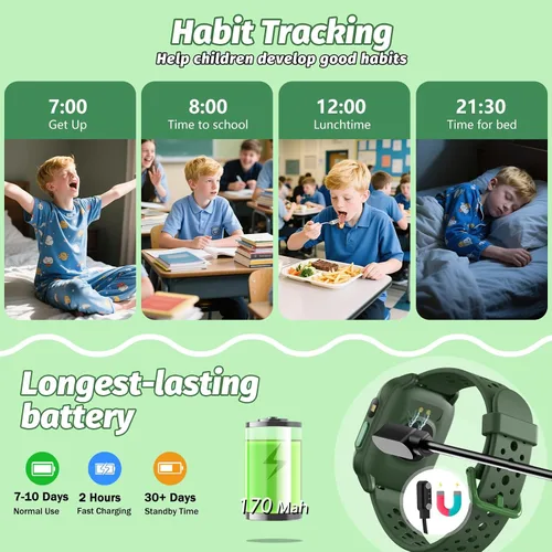 Vista 7 de Reloj para niños con 140 modos deportivos, rastreador de fitness para niños de 1.5 pulgadas, reloj inteligente para niñas, no requiere