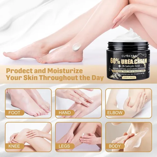 Vista 5 de 60% Crema de Urea con 2% Ácido Salicílico, Crema de Urea 60 Por Ciento para Pies y Manos - Hidratante de Fuerza Máxima para Piel Áspera, Seca