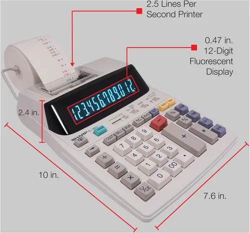 Vista 6 de Sharp EL-1801V calculadora-impresora compacta de 12 dígitos