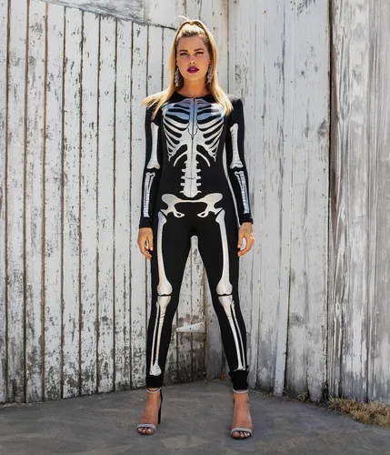 Vista 32 de Tipsy Elves Form Fitting & Flattering Skeleton Bodysuit for Halloween - Women's Skeleton Costume