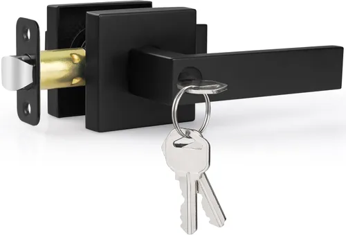 Vista 13 de Estmoon Cerraduras de puerta para puerta delantera, manija de puerta exterior negro mate y cerradura de cerrojo de un solo cilindro, manija