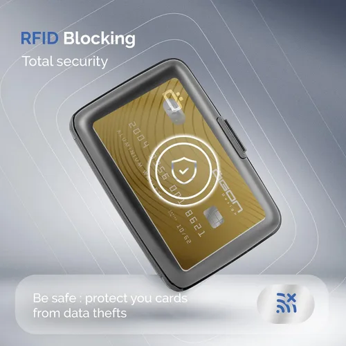 Vista 54 de ÖGON -DESIGNS- Portatarjetas de aluminio, protección RFID contra fraude y desmagnetización, billetera compacta, funda inteligente modelo STOCKHOLM V1