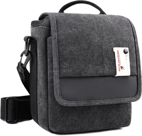 Vista 10 de Besnfoto Bolsa de cámara pequeña sin espejo, bolsa de hombro para cámara impermeable, bonita bolsa de mensajero compacta para mujeres y hombres
