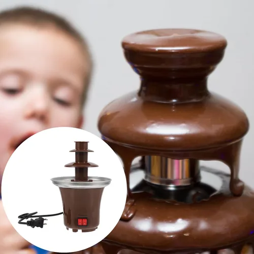 Vista 3 de FUOYLOO Máquina de fuente de fondue de chocolate con diseño resistente a la temperatura para fiestas y reuniones familiares para galletas, fresas