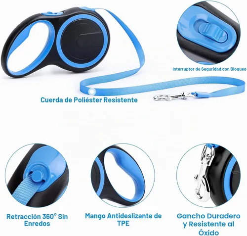 Vista 3 de Correa retráctil para perro Segarty, de 16 pies, resistente para caminar con perros medianos y pequeños de hasta 44 libras, mango antideslizante