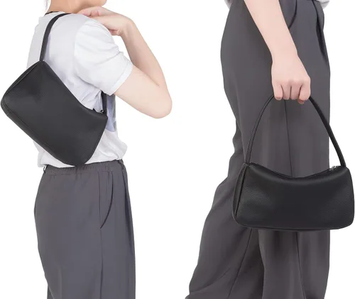 Vista 2 de Daiblueland Bolso pequeño de cuero para mujer, bolso de mano de lujo con cierre de cremallera