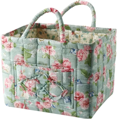 Vista 19 de vctops Cesta de almacenamiento acolchada de algodón bohemio para organizar, cesta organizadora de regalo con asas, contenedores de almacenamiento