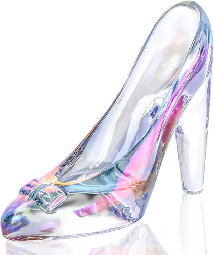 Vista 3 de Pantuflas de cristal de Cenicienta, elegante adorno de zapato de cristal, zapato de cristal sólido, ideal para fiestas de Cenicienta, regalo de Azul