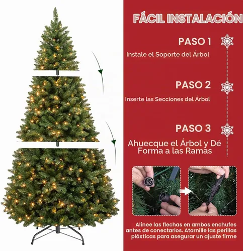 Vista 6 de Hykolity Árbol de Navidad artificial preiluminado de 6 pies con 230 LED