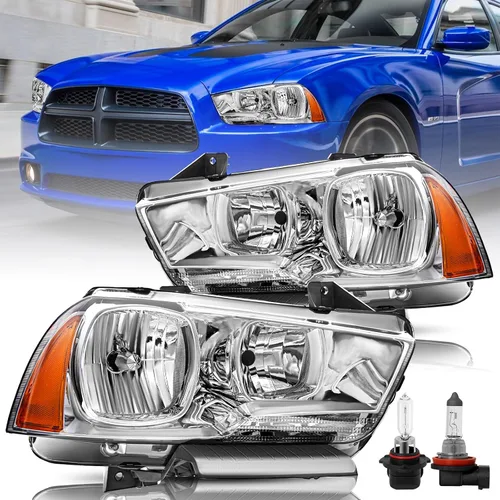 Vista 8 de Juego de faros delanteros halógenos compatibles con Dodge Charger 2015-2023, faros con barra LED dual DRL, par lado izquierdo del conductor LH
