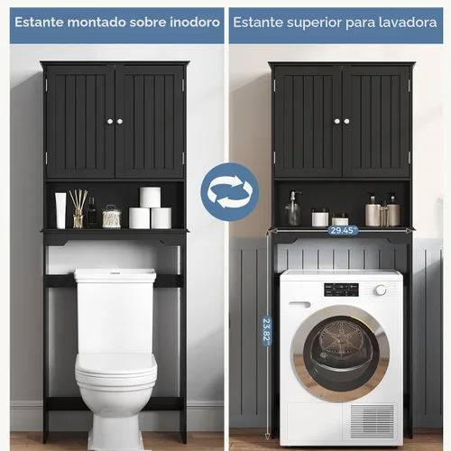 Vista 6 de OLIXIS Gabinete de almacenamiento sobre el inodoro, estantes de baño con Negro mate